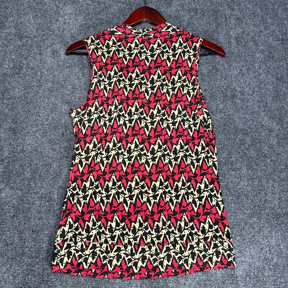 Diane von Furstenberg Top Womens Small Sleeveless Blouse Silk Blend Tie Neck - Picture 5 of 6